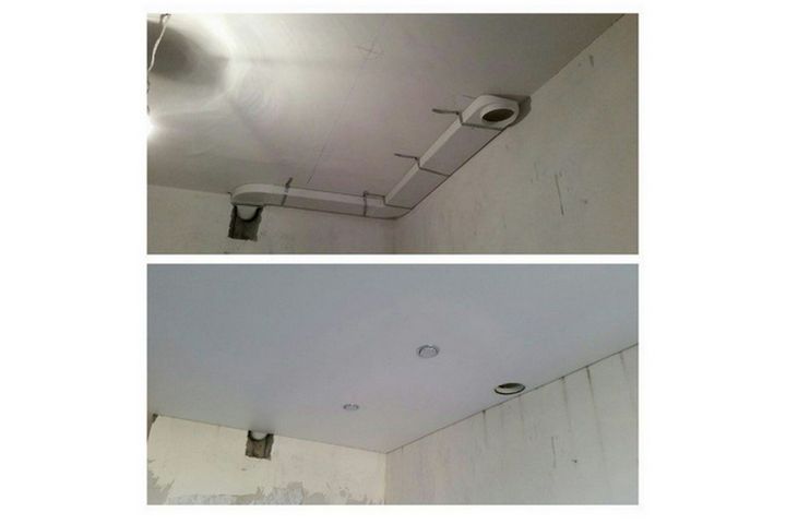 Монтаж вентиляционного канала в подвесной потолок