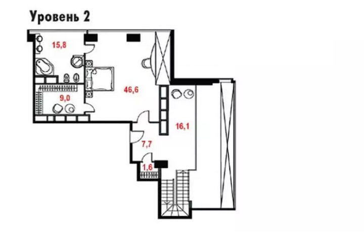 Планировка второго уровня квартиры