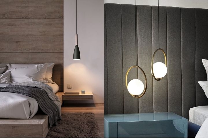 Подвесные светильники в необычных дизайнах в спальне