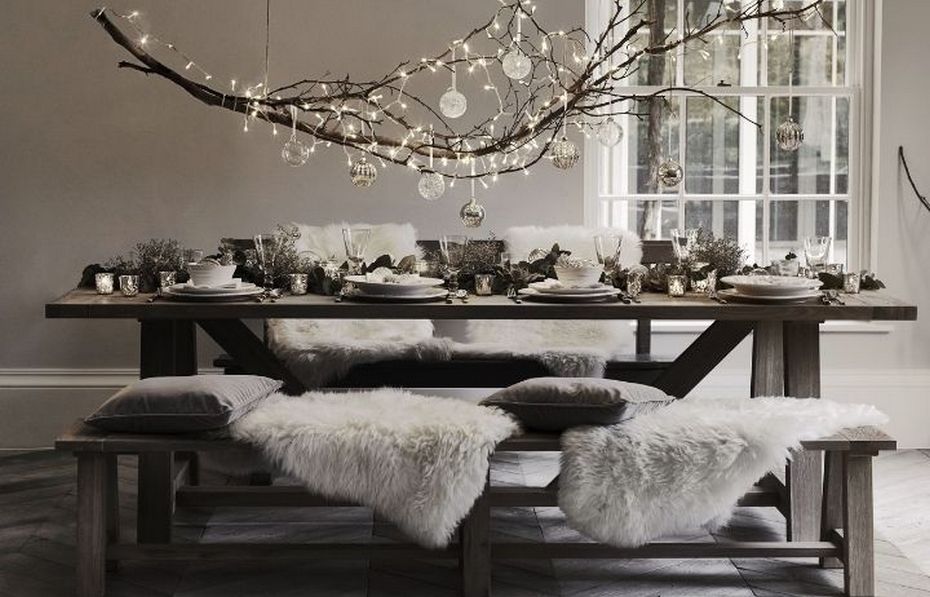 Скандинавский декор стола на Новый год