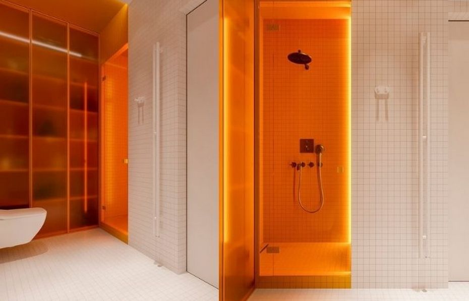 Ванная комната в минималистичном стиле с подсветкой